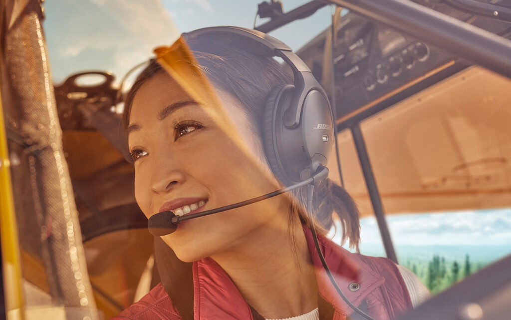 Pilot wearing Bose A30 headset