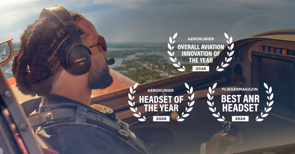 A30 headset with emblems of three awards won in 2024